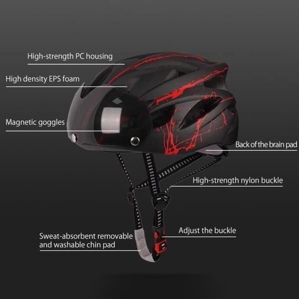 Cykelhjelm - Letvægt - Visir - Justerbar - 54-64 cm - Grøn/Sort