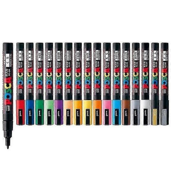 Uni Posca PC-3M Fin Spids Marker 0,9-1,3 mm Vandbaseret 24 Farver Kunstmarkere [JUN] black