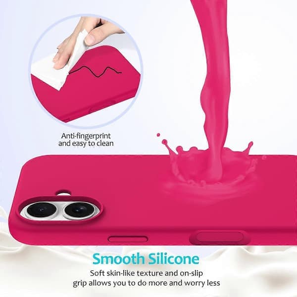 Kompatibel med iPhone 17 Skal Droppsäkert Flytande Silikon Mjukt Foder Baksida Telefonfodral-lingling} Pink Rose