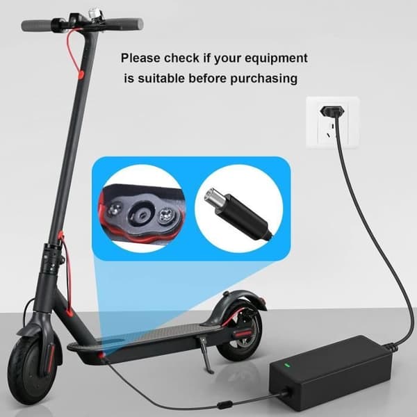 Elscooterladdare - 42V 2A - Kompatibel med 36V Litium - Universal - Gul
