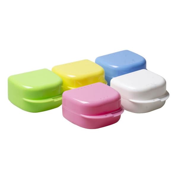Proteslåda, 5-pack smala proteslådor, protesförvaringslådor, ortodontisk retainer
