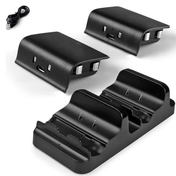Xbox One-ladestation til to controllere - med batterier