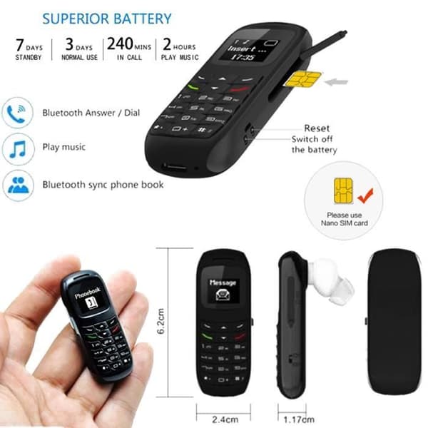 Minimatkapuhelin - BM70 - Bluetooth - 3-in-1-valitsin - Langaton kuuloke