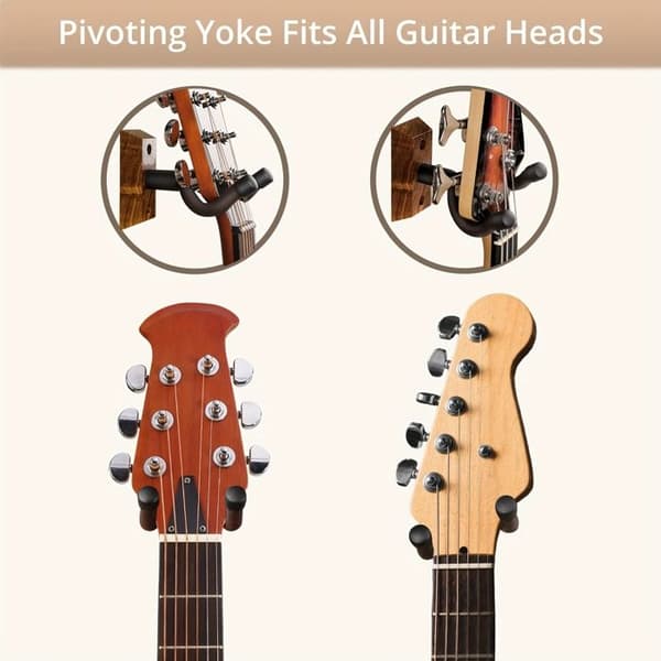 Gitarrväggfäste (1-pack) — Vridbar gitarrhängare — Fäste i zebraträ — Enkelenhet