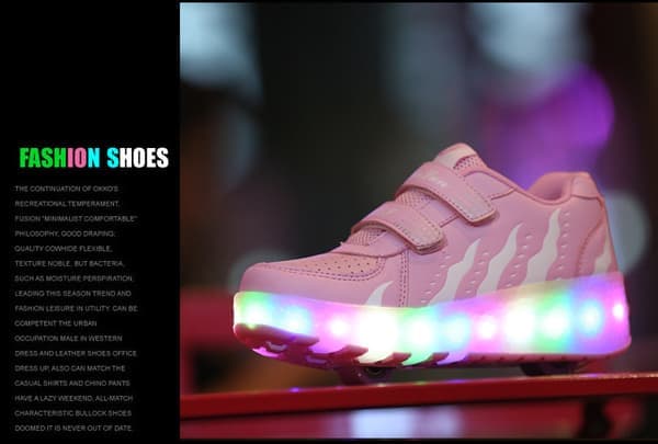 LED rulleskøyter for barn, lysende rullesko med hjul Pink 36