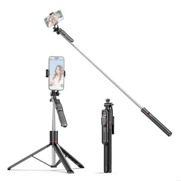 Selfie-stang, 67-tommer justerbart stativ til telefon og selfie-stang til live gruppebilleder