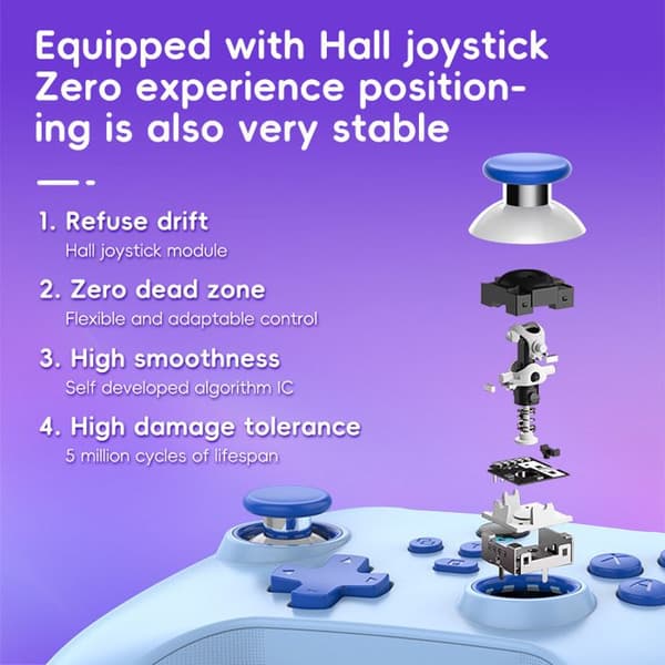 Z03DP Trådlös Gamepad kompatibel med Switch, Bluetooth, Hall-effekt joystick, gul puddingknapp