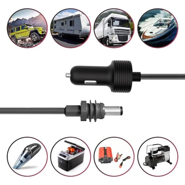 Egnet for mini bil sigarettenner enhet, 5m DC-hode billadekabel