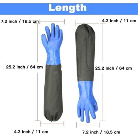 Frostade vattentäta dammrengöringshandskar, 66 cm flockat foder, elastiska muddar, för kemisk industri, jordbruk, fiske, konstruktion