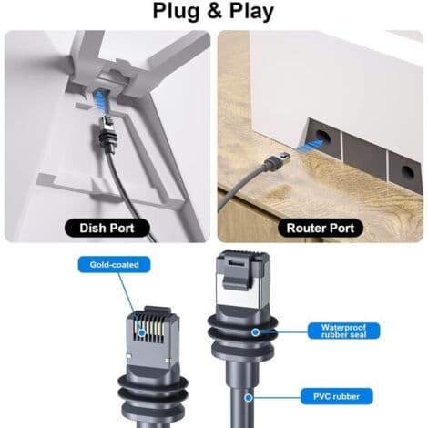 Starlink Gen 3 Vattentät Standard/Minikabel för Starlink Rektangulär Satellit V3 (2M/6.6FT)