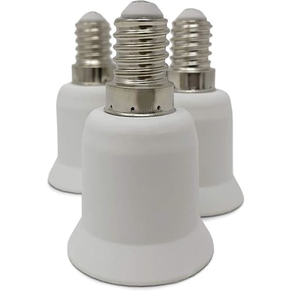 Lampfotadapter, 3-pack, vit, E14 till E27-sockel, sockeladapter för halogen- och LED-lampor