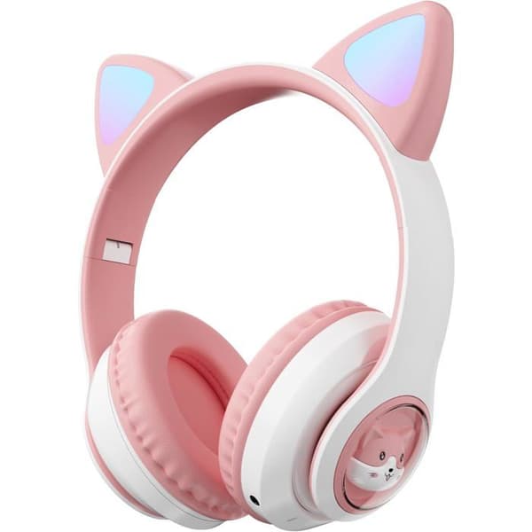 Lila lysande rymdkapsel-kattöron Bluetooth-hörlurar, högpresterande barnhörlurar med lång batteritid