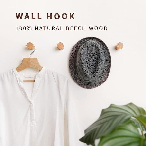 4 kpl luonnonpuisia seinäkoukkuja pyökkikoukku Beech wood