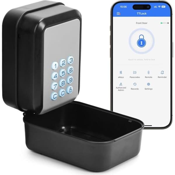 Stor smart nøgleboks med lås - Styres via TTLock-appen, låses op via Bluetooth og hemmelig kode