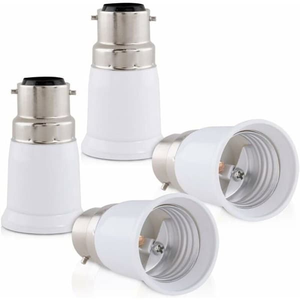 4x sokkeladapter - B22 til E27 sokkelomformer - Bajonettbase lampeholderadapter for LED-pærer