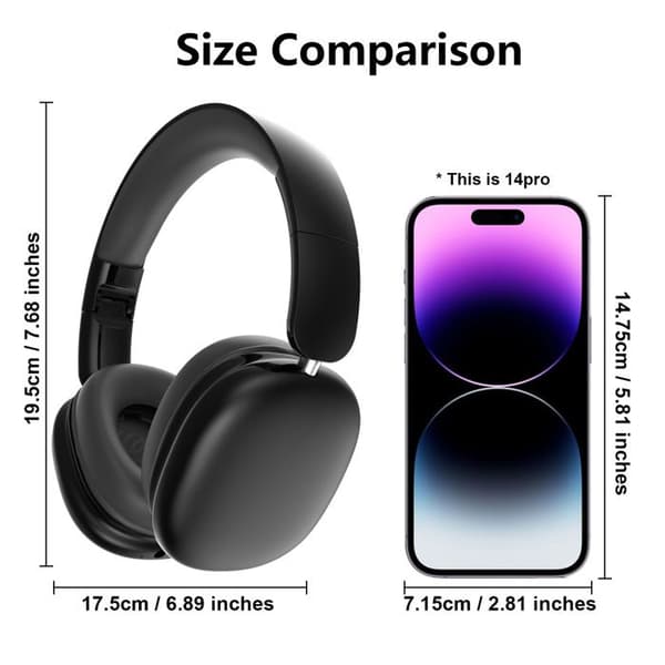 Disse sorte, over-ear trådløse Bluetooth-hovedtelefoner tilbyder dyb, rammeløs bas.