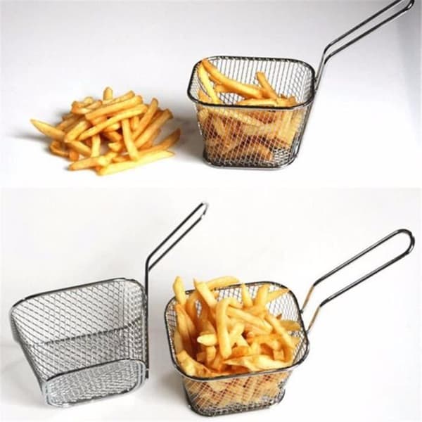 Pommes frites-korg - Mini Mesh - 10.5x8.5x6.5cm - Silver - Samtida design