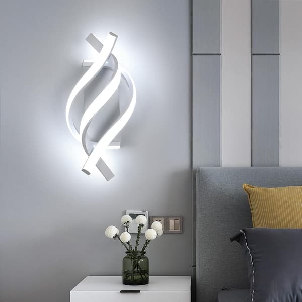 LED-vägglampa spiraldesign 21W, kallvit 6500K, inomhusbelysning för sovrum och vardagsrum