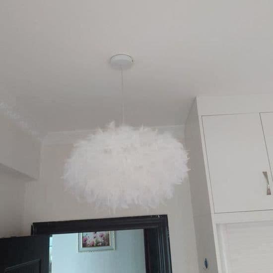Pendellampe - E27 - Hvite fjær - Diameter 45 cm - 40W
