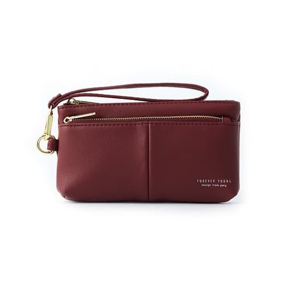 Lynlås Tegnebog Kort Holder Wine Red