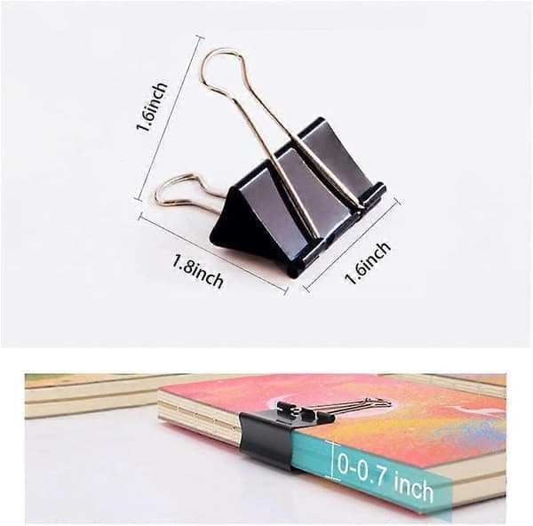 Overdimensioneret ringbind 2 tommer kontorartikler store papirclips 36 stk (sort)