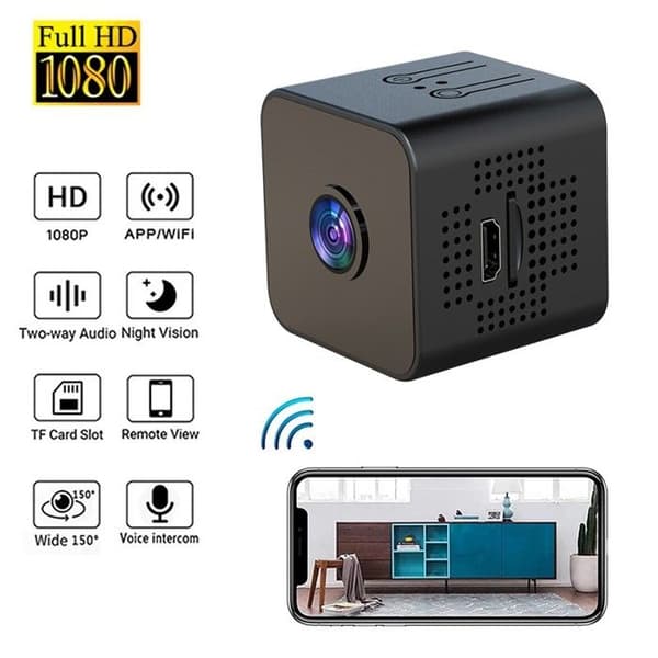 Mini X1 WiFi-kamera - 1080P - Nattsyn - Bevegelsesdeteksjon - Infrarød overvåking - Svart