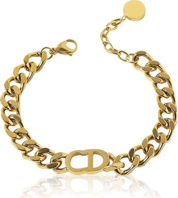 18k Forgyldt Mode Rustfrit Stål Armbånd - Bogstav Cd Armbånd - Punk Stil Hip