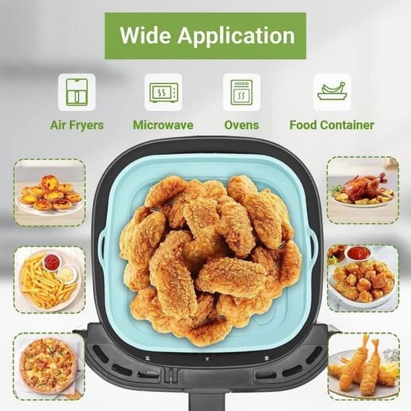 Silikonform - Airfryer - Återanvändbar korg - 21CM - Vikbar - Tål maskindisk
