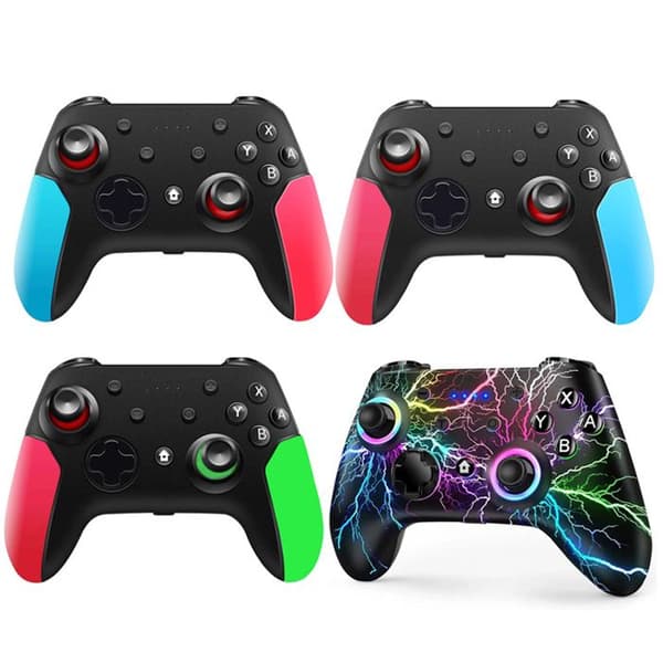 Med Bluetooth väckningskontroll för Switch-spel, med vibration och somatosensorisk kontroll. Vänster röd, höger blå