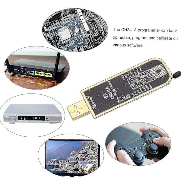 CH341A USB-programmerare Eeprom Bios Flasher Programmerbar logikkrets med Sop8 Flash Clip Kompatibel med 24/25 seriell chip