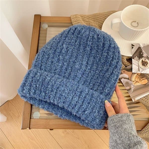 Strikket hue blue