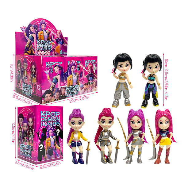 6 stk K Pop Demon Hunters Figurer Kpop Demon Actionfigur Kvinner 6 stk
