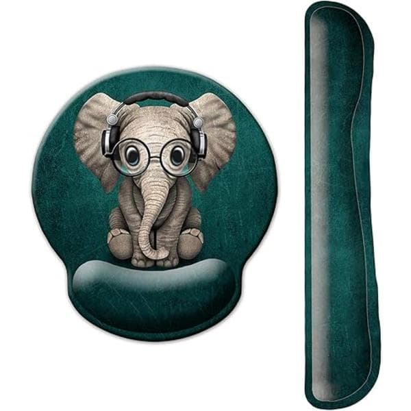 Gaming musematte med håndleddsstøtte Tastatur håndleddsstøtte og musematte med håndleddsstøtte Sklisikker PU-base Søt elefant