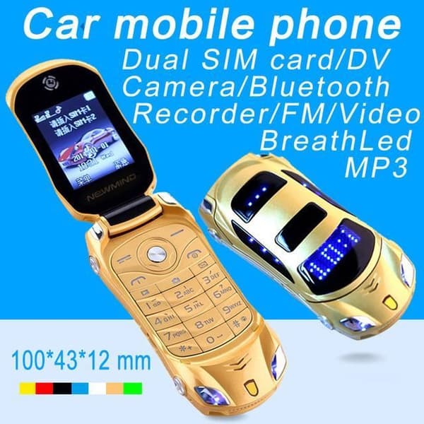 Mobiltelefon - Vikbar - Minimodel - Dubbla SIM-kort - Bluetooth - Blå