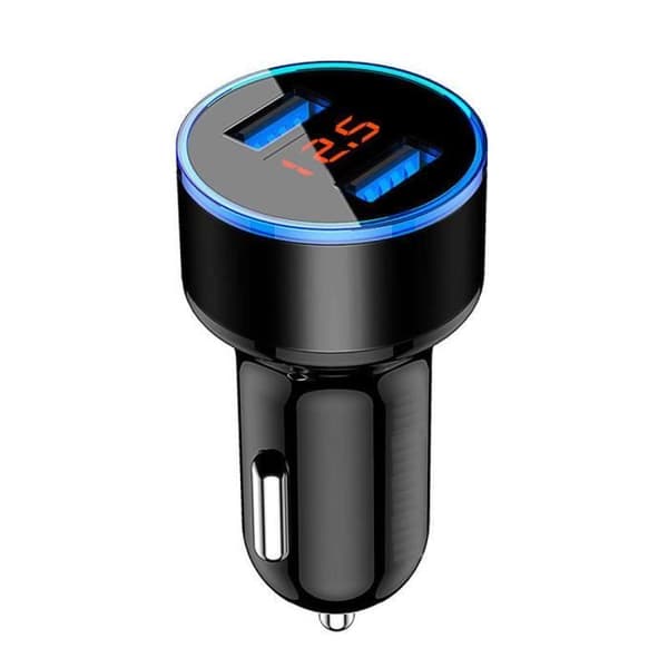 Billaddare - 3.1A - Dubbla USB - LCD-skärm - 12V/24V