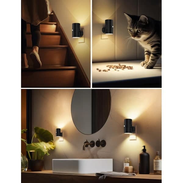 LED Rörelsesensor Nattlampa 2-pack, Dimbar Plug-in Vägglampa Varmvit för Sovrum Hall white 2PCS