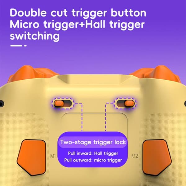 Z03DP Trådlös Gamepad kompatibel med Switch, Bluetooth, Hall-effekt joystick, gul puddingknapp