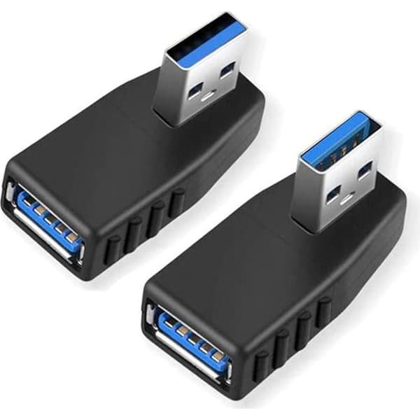 USB 3.0 -sovittimet [2 kpl:n sarja], 90 asteen oikean kulman uros-naaras USB 3.0 -sovitin