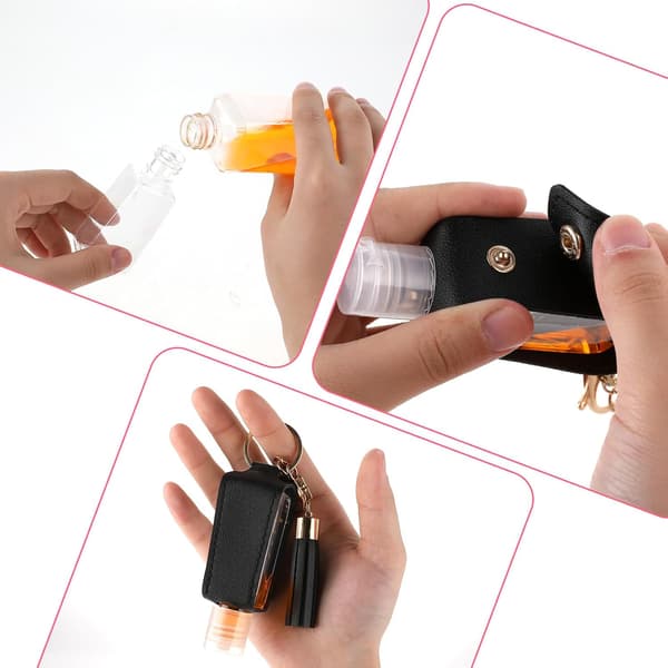 2 st handsprit-nyckelring, 30 ml bärbar nyckelring i läder