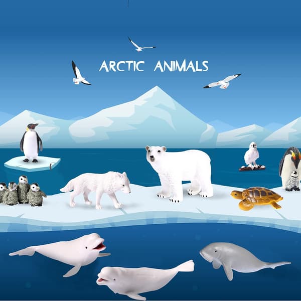Skylety 18 st arktiska djurfigurer polardjursset vinter