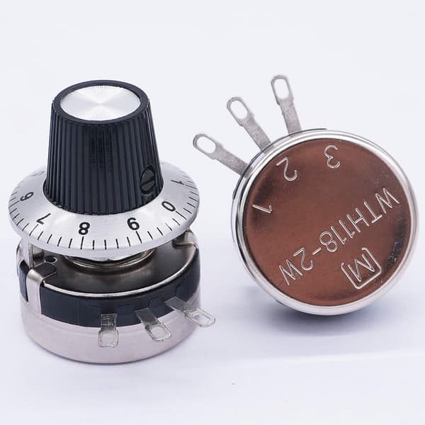 2 st envarvs roterande linjär kolpotentiometer + 2 st vred, WTH118-2W 10K Ohm