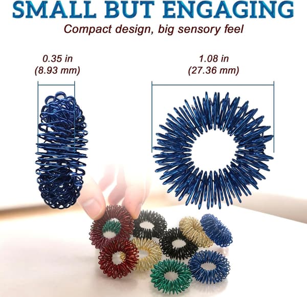 Spiky Fidget-ringar, 10-pack sensoriska fingerleksaker för stresslindring och fokus