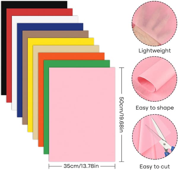 Silkespapper i blandade färger, 60 ark, 10 färger, presentpapper
