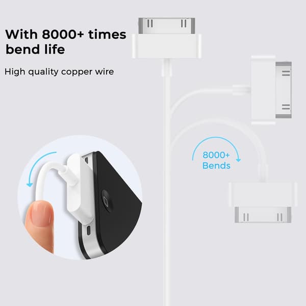 Laddare för iPhone 4 /4s /3G /3GS & iPad 1 2 3 & iPod Touch 4 3 2 1 Classic/Nano 2 3 4 5 6 (Vit, 1 st)