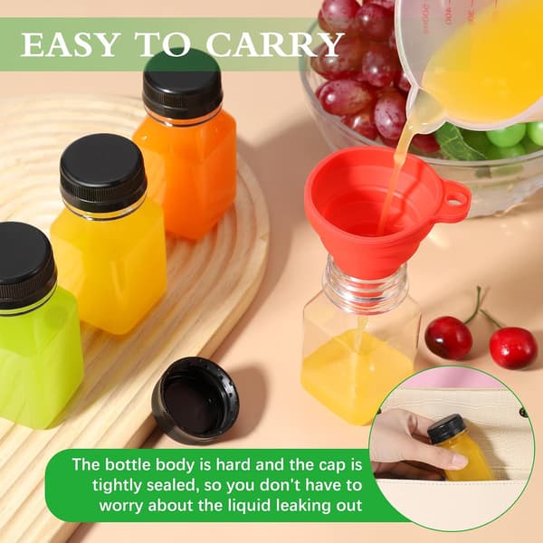 20 st 120 ml plastflaskor för juice med lock, tratt och borste