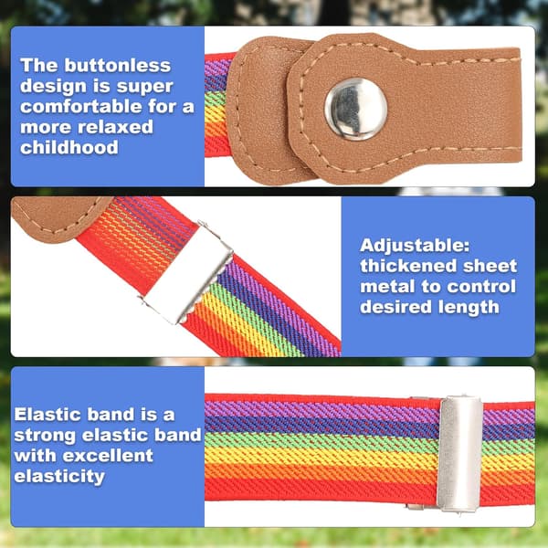3 st elastiska bälten för barn utan spänne, osynligt bälte för barn, justerbart elastiskt bälte för pojkar och flickor, stretchbälte utan spänne 37-57 cm