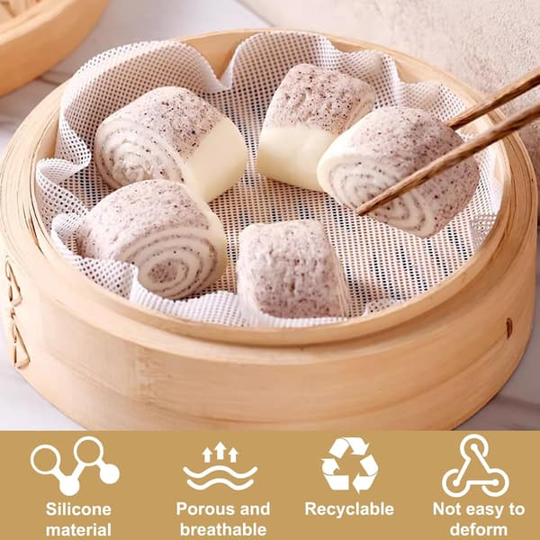 5 st silikonångmatta 8 tum för dumplings, bullar och dim sum