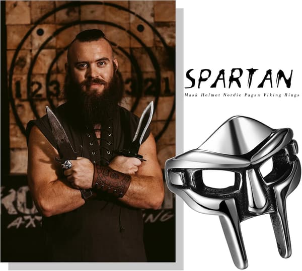 MF Doom-ring för män, rostfritt stål metallansikte Doom-mask ring nyhetssignetring