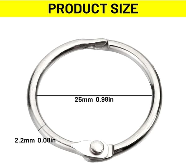 20-pack bokringar i metall, bokbindningsringar 25 mm innerdiameter