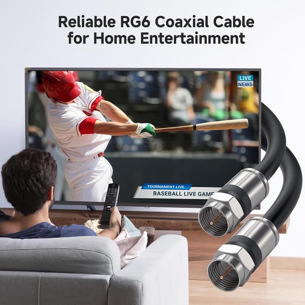 Cable Matters 2-pack RG6 koaxialkabel 1,8 m, CL2-klassad för väggmontering, svart